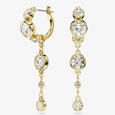 Swarovski Imber Gold Tone Plated Round Cut Crystal Dropper Earrings
