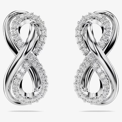 Swarovski Hyperbola Rhodium Plated White Infinity Earrings
