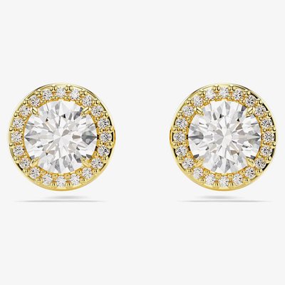 Swarovski Una Gold Tone Plated Halo Stud Earrings