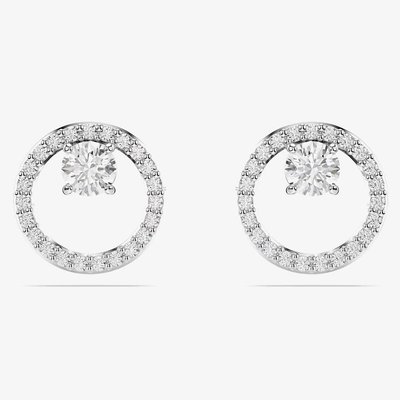 Swarovski Constella Rhodium Tone Plated Circle Stud Earrings 5692262