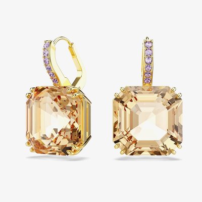 Swarovski Millenia Gold Tone Plated Caramel Crystal Drop Earrings