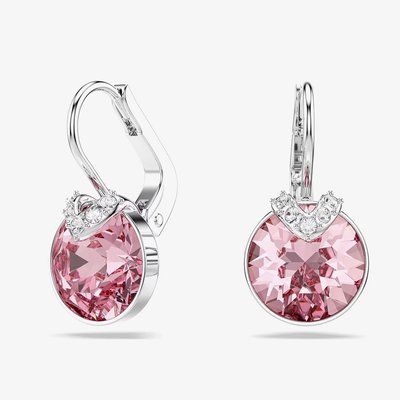 Swarovski Bella Rhodium Plated Pink Crystal V Drop Earrings