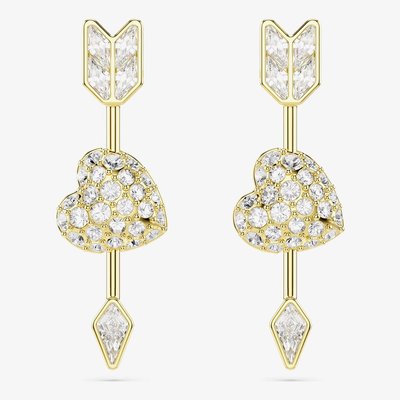 Swarovski Idyllia Gold Tone Reversible Arrow Heart Earrings
