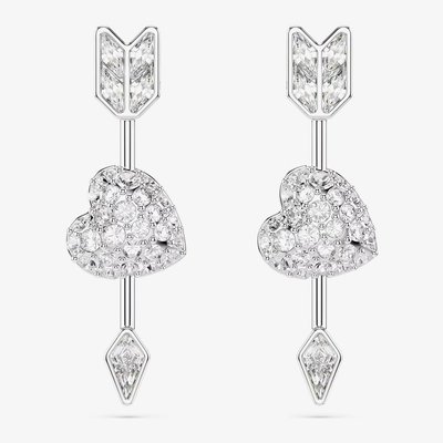 Swarovski Idyllia Rhodium Plated Reversible Arrow Heart Earrings