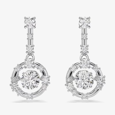 Swarovski Constella Rhodium Plated Dancing Stone Earrings