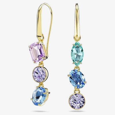 Swarovski Gema Gold Tone Plated Mixed Crystal Dropper Earrings
