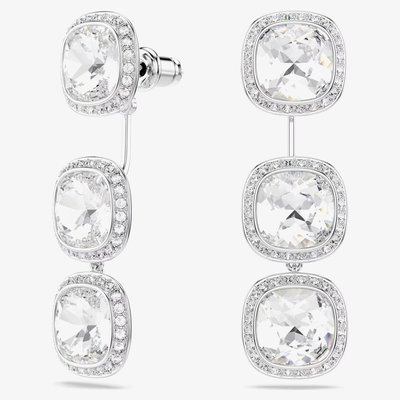 Swarovski Una Angelic Rhodium Plated Cushion Cut Halo Stud Earrings 5754342