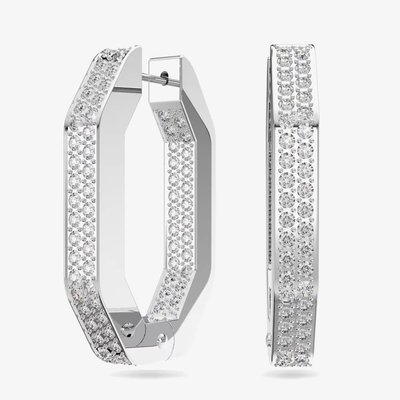 Swarovski Dextera Crystal Octagon Medium Hoop Earrings