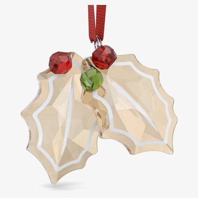 Swarovski Holiday Cheers Gingerbread Holly Leaves Ornament