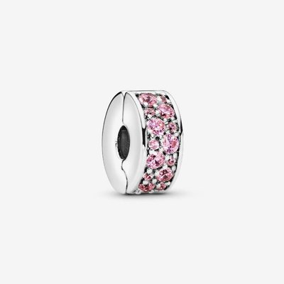 PANDORA Silver Pink Pave Clip Charm