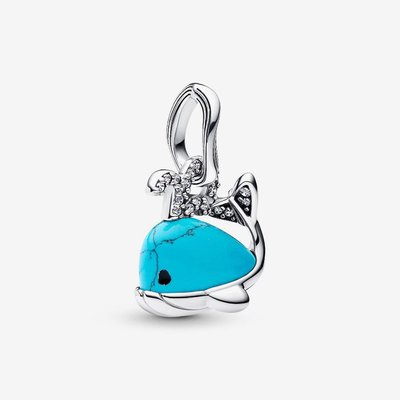 PANDORA Silver Turquoise Colour Whale Dangle Charm