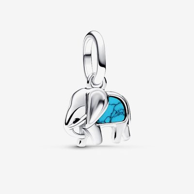 PANDORA Silver Turquoise Colour Elephant Dangle Charm