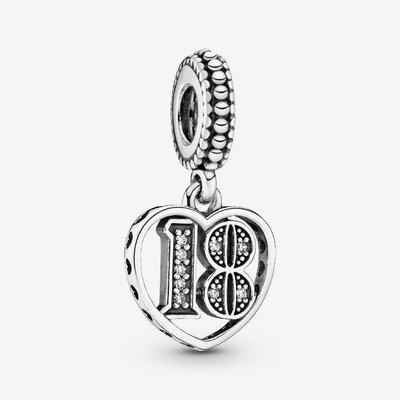 PANDORA Silver 18th Celebration Dangle Charm