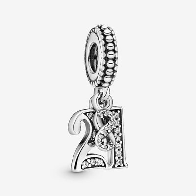 PANDORA Silver 21st Celebration Dangle Charm