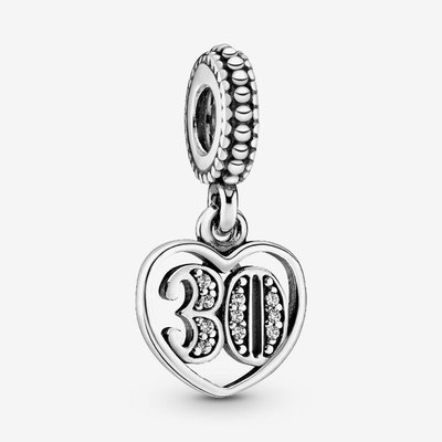 PANDORA Silver 30 Celebration Cubic Zirconia Dangle Charm
