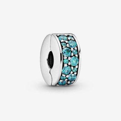 PANDORA Silver Teal Pave Clip Charm