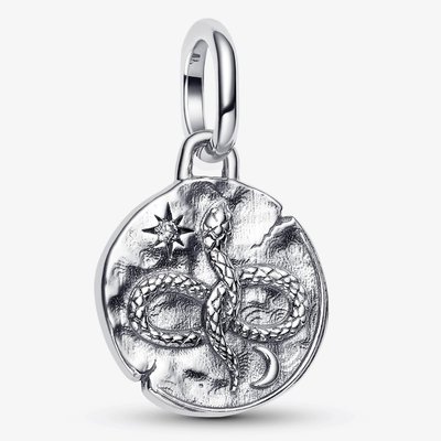 PANDORA Sterling Silver Cubic Zirconia Infinity Snake Medallion Dangle Charm