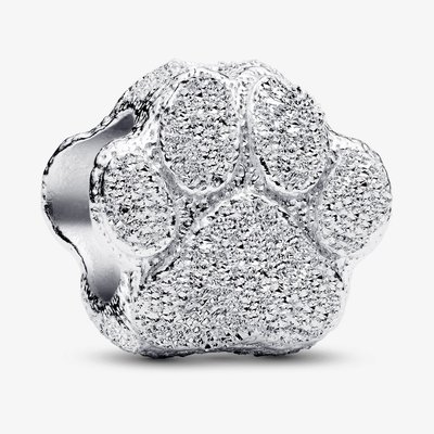 PANDORA Sterling Silver Textured Paw Print Charm
