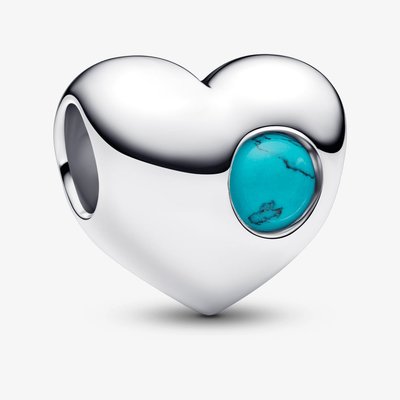 PANDORA Sterling Silver Blue Stone December Birthstone Heart Charm