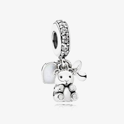 PANDORA Sterling Silver Cubic Zirconia Baby Treasures Bear Dangle Charm