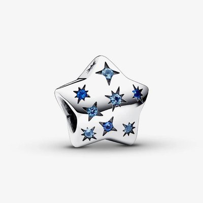 PANDORA Sterling Silver Blue Cubic Zirconia Sparkling Star Charm