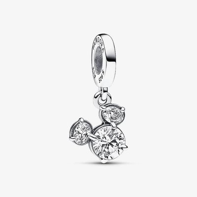 PANDORA Disney Sterling Silver Cubic Zirconia Mickey Mouse Dangle Charm