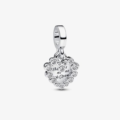 PANDORA Sparkling Heart Double Dangle Charm