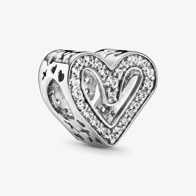 PANDORA Sterling Silver Cubic Zirconia Sparkling Freehand Heart Charm