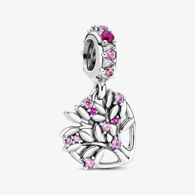 PANDORA Pink Heart Family Tree Dangle Charm