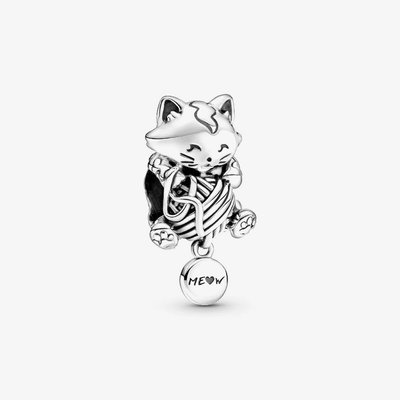 PANDORA Silver Kitten Yarn Ball Charm