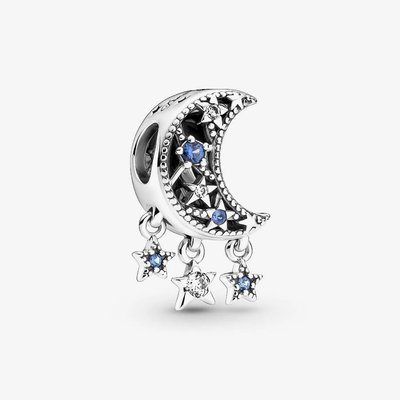 PANDORA Silver Star Crescent Moon Charm
