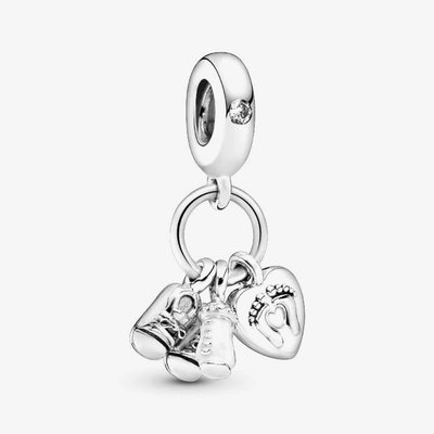 PANDORA Baby Bottle & Shoes Dangle Charm