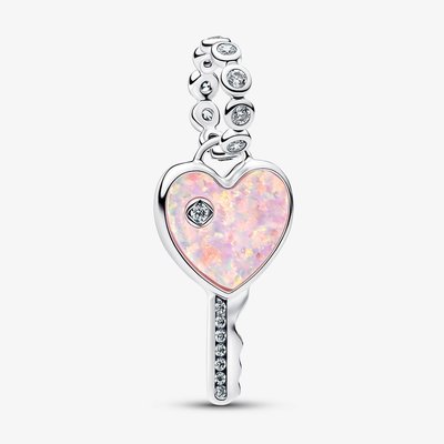 PANDORA Opalescent Heart Key Dangle Charm