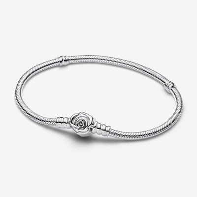 PANDORA Moments Silver Rose In Bloom Bracelet