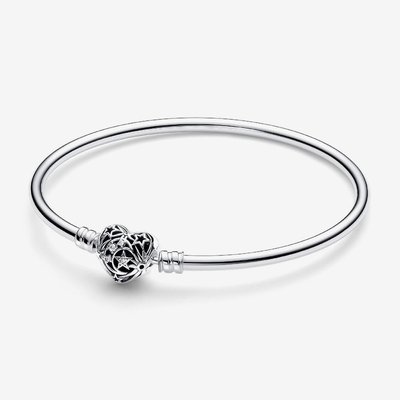 PANDORA Silver Celestial Heart Clasp Bangle