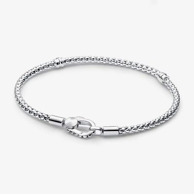 PANDORA Silver Studded Clasp & Chain Bracelet 593681C00-21