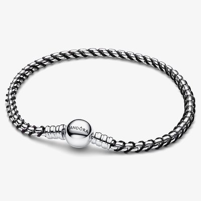 PANDORA Silver Black Cord Box Chain Bracelet 593816C02-20