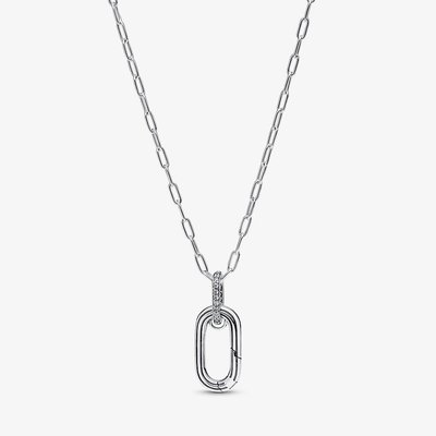 PANDORA Sterling Silver Cubic Zirconia Open Link Chain Pendant Necklace
