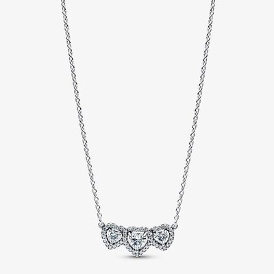 PANDORA Silver Halo Heart Trilogy Collier Necklace