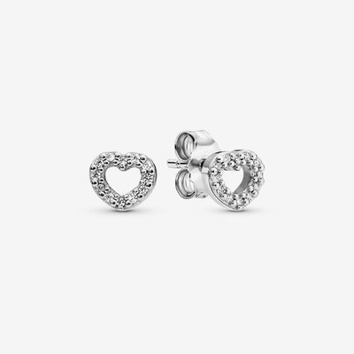 PANDORA Silver Open Heart Stud Earrings