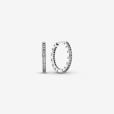 PANDORA Silver Sparkle Logo Hoop Earrings