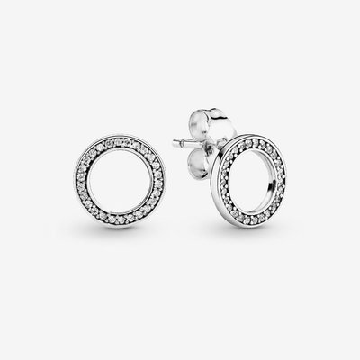 PANDORA Silver Sparkling Circle Stud Earrings