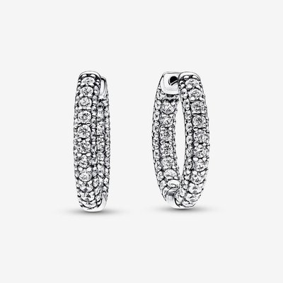 PANDORA Silver Cubic Zirconia Hoop Earrings