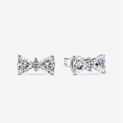 PANDORA Silver Sparkling Bow Stud Earrings