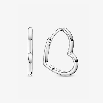 PANDORA Silver Heart Hoop Earrings