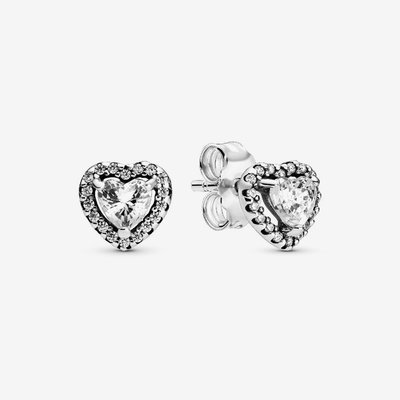 PANDORA Silver Elevated Heart Stud Earrings