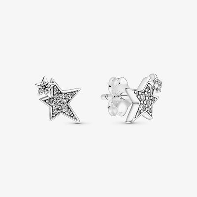 PANDORA Sparkling Asymmetric Star Stud Earrings