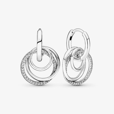 PANDORA Silver Family Always Encircled Hoop Earrings