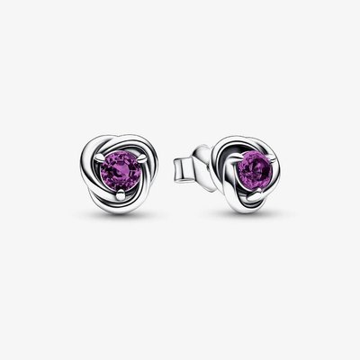 PANDORA February Birthstone Eternity Circle Stud Earrings