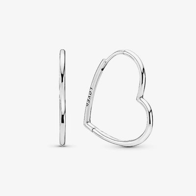 PANDORA Silver Asymmetrical Heart Hoop Earrings